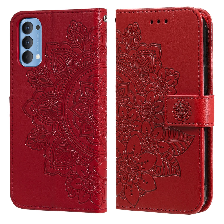 7-petal Flowers Embossing Pattern Horizontal Flip PU Leather Case with Holder & Card Slots & Wallet & Photo Frame, For OPPO A7 / A5s, For OPPO A9 2020 / A5 2020, For OPPO A15 / A15s, For OPPO A52 / A72 4G / A92, For OPPO A53 / A33 / A32, For OPPO A54 4...