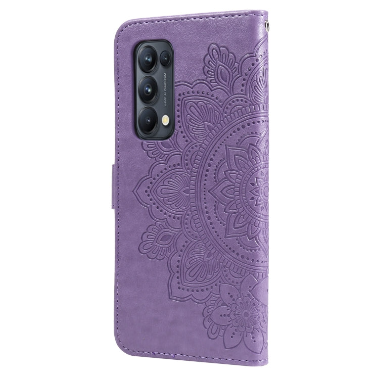 7-petal Flowers Embossing Pattern Horizontal Flip PU Leather Case with Holder & Card Slots & Wallet & Photo Frame, For OPPO Reno5 Pro+ / Find X3 Neo