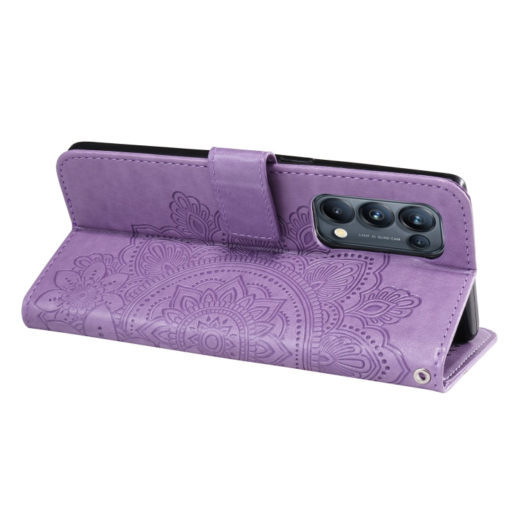 7-petal Flowers Embossing Pattern Horizontal Flip PU Leather Case with Holder & Card Slots & Wallet & Photo Frame, For OPPO Reno5 Pro+ / Find X3 Neo