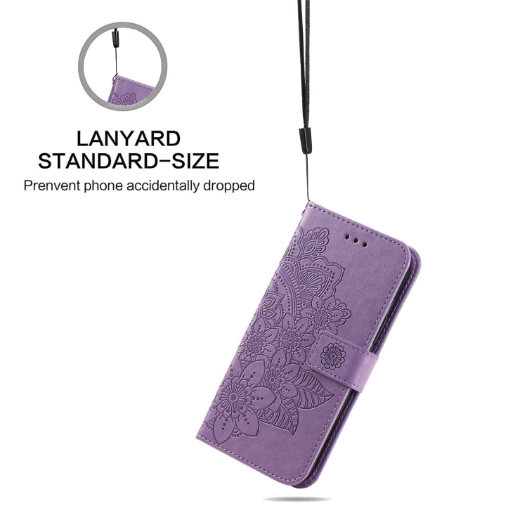 7-petal Flowers Embossing Pattern Horizontal Flip PU Leather Case with Holder & Card Slots & Wallet & Photo Frame, For OPPO Reno5 Pro+ / Find X3 Neo
