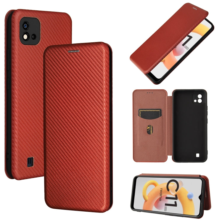 Carbon Fiber Texture Magnetic Horizontal Flip TPU + PC + PU Leather Case with Card Slot, For OPPO Realme C11 2021, For OPPO Realme C20, For OPPO Reno 5A(Japan version), For TCL 20 Pro 5G