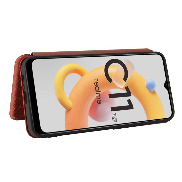 Carbon Fiber Texture Magnetic Horizontal Flip TPU + PC + PU Leather Case with Card Slot, For OPPO Realme C11 2021, For OPPO Realme C20, For OPPO Reno 5A(Japan version), For TCL 20 Pro 5G