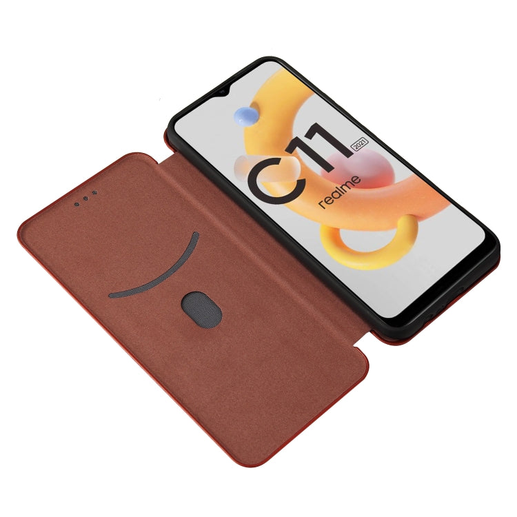 Carbon Fiber Texture Magnetic Horizontal Flip TPU + PC + PU Leather Case with Card Slot, For OPPO Realme C11 2021, For OPPO Realme C20, For OPPO Reno 5A(Japan version), For TCL 20 Pro 5G