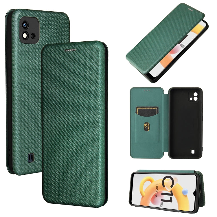 Carbon Fiber Texture Magnetic Horizontal Flip TPU + PC + PU Leather Case with Card Slot, For OPPO Realme C11 2021, For OPPO Realme C20, For OPPO Reno 5A(Japan version), For TCL 20 Pro 5G