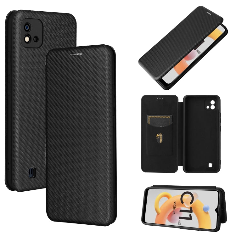 Carbon Fiber Texture Magnetic Horizontal Flip TPU + PC + PU Leather Case with Card Slot, For OPPO Realme C11 2021, For OPPO Realme C20, For OPPO Reno 5A(Japan version), For TCL 20 Pro 5G