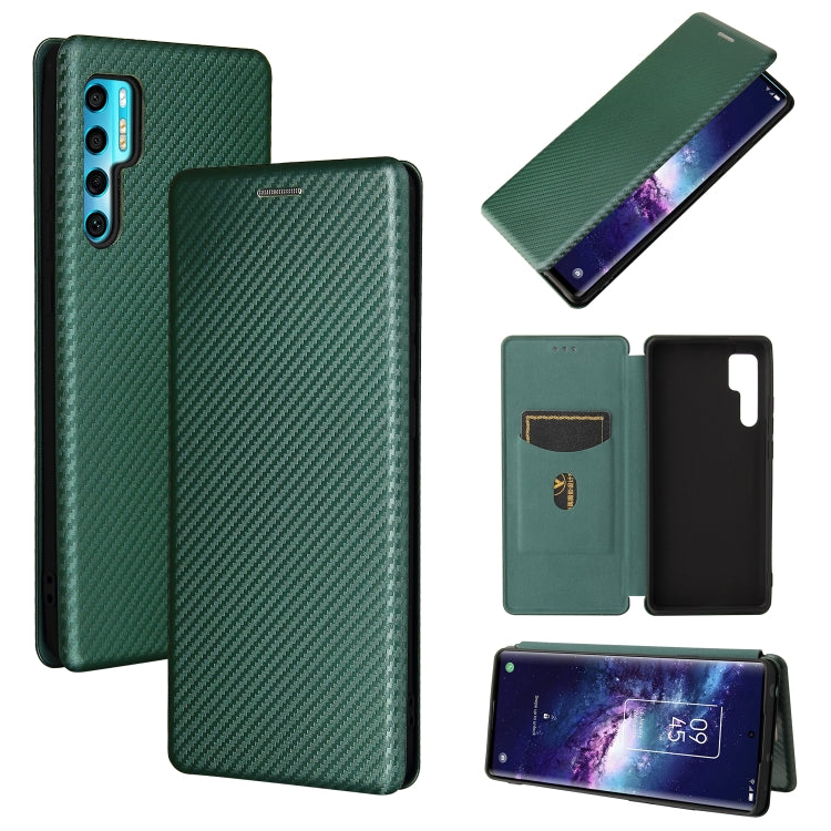 Carbon Fiber Texture Magnetic Horizontal Flip TPU + PC + PU Leather Case with Card Slot, For OPPO Realme C11 2021, For OPPO Realme C20, For OPPO Reno 5A(Japan version), For TCL 20 Pro 5G