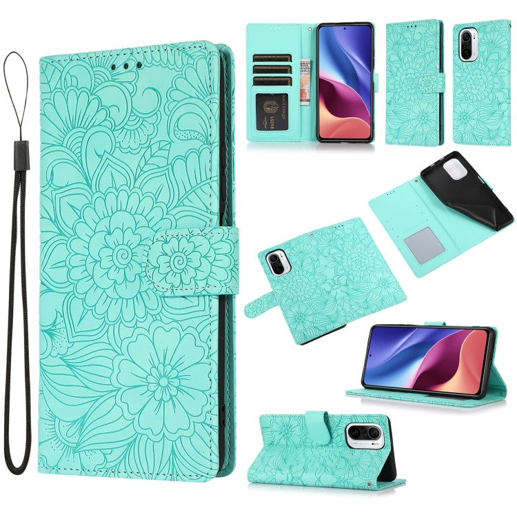Skin Feel Embossed Sunflower Horizontal Flip Leather Case with Holder & Card Slots & Wallet & Lanyard