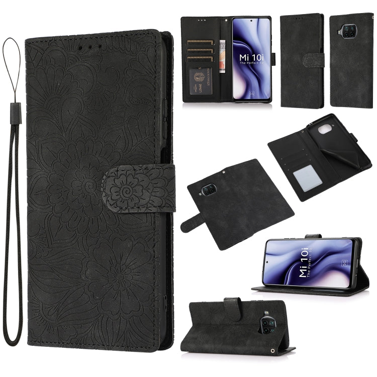 Skin Feel Embossed Sunflower Horizontal Flip Leather Case with Holder & Card Slots & Wallet & Lanyard