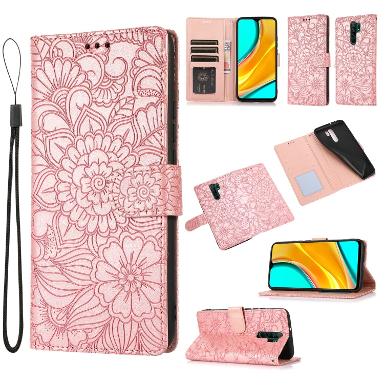 Skin Feel Embossed Sunflower Horizontal Flip Leather Case with Holder & Card Slots & Wallet & Lanyard