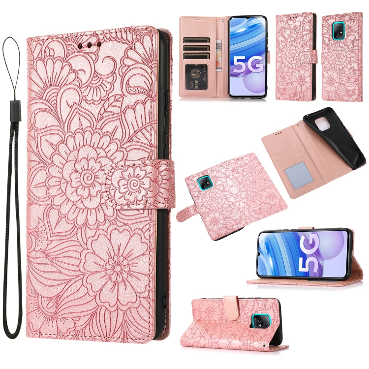 Skin Feel Embossed Sunflower Horizontal Flip Leather Case with Holder & Card Slots & Wallet & Lanyard