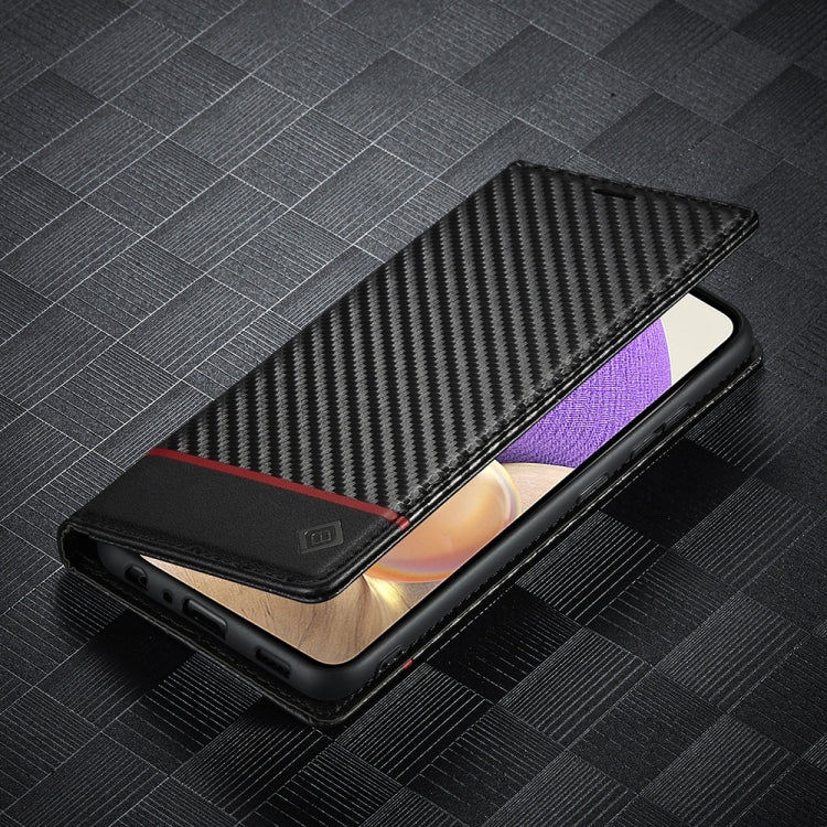 LC.IMEEKE Carbon Fiber PU + TPU Horizontal Flip Leather Case with Holder & Card Slot & Wallet For Samsung Galaxy A32 5G(Vertical Black), For Samsung Galaxy A32 5G