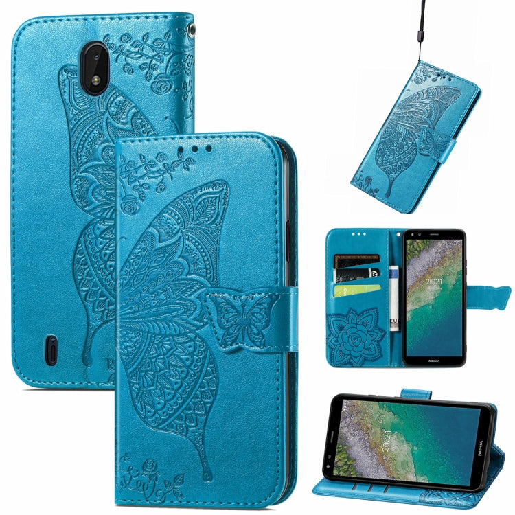 Butterfly Love Flowers Embossed Horizontal Flip Leather Case with Holder & Card Slots & Wallet & Lanyard