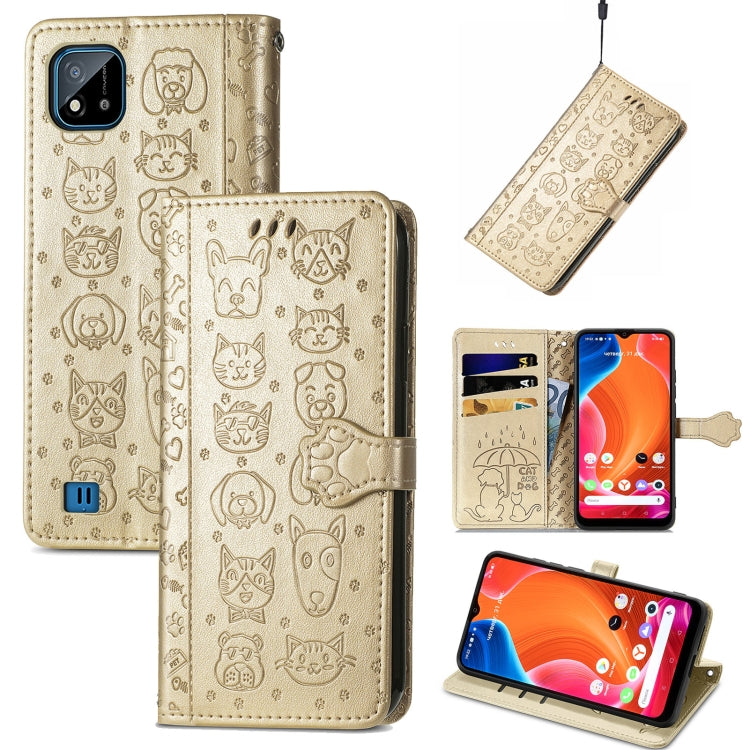Lovely Cat and Dog Embossing Pattern Horizontal Flip Leather Case , with Holder & Card Slots & Wallet & Cartoon Clasp & Lanyard