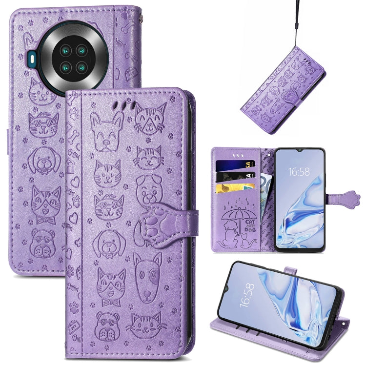 Lovely Cat and Dog Embossing Pattern Horizontal Flip Leather Case , with Holder & Card Slots & Wallet & Cartoon Clasp & Lanyard