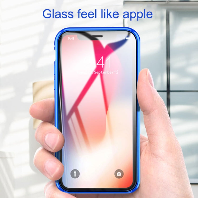 Ultra Slim Double Sides Magnetic Adsorption Angular Frame Tempered Glass Magnet Flip Case, For iPhone X / XS, For iPhone XR, For iPhone XS Max