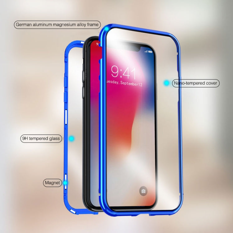 Ultra Slim Double Sides Magnetic Adsorption Angular Frame Tempered Glass Magnet Flip Case, For iPhone X / XS, For iPhone XR, For iPhone XS Max