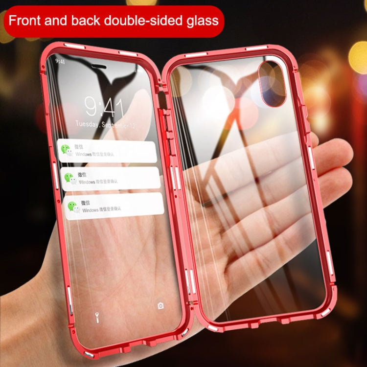 Ultra Slim Double Sides Magnetic Adsorption Angular Frame Tempered Glass Magnet Flip Case, For iPhone X / XS, For iPhone XR, For iPhone XS Max
