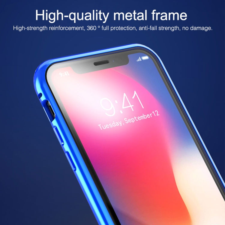 Ultra Slim Double Sides Magnetic Adsorption Angular Frame Tempered Glass Magnet Flip Case, For iPhone X / XS, For iPhone XR, For iPhone XS Max