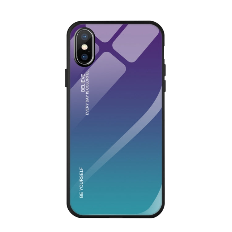 Gradient Color Glass Case, For iPhone XS / X, For Huawei Honor 9X, For Galaxy A8s, For Galaxy A10, For Galaxy A30, For Galaxy A50, For Galaxy A60, For Galaxy A70, For Galaxy M10, For Galaxy M30, For Galaxy Note 9, For Galaxy S9, For Galaxy S10