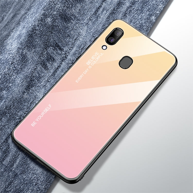 Gradient Color Glass Case, For iPhone XS / X, For Huawei Honor 9X, For Galaxy A8s, For Galaxy A10, For Galaxy A30, For Galaxy A50, For Galaxy A60, For Galaxy A70, For Galaxy M10, For Galaxy M30, For Galaxy Note 9, For Galaxy S9, For Galaxy S10