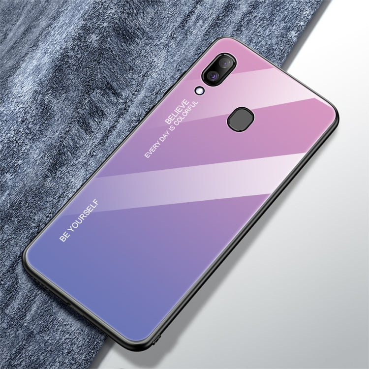Gradient Color Glass Case, For iPhone XS / X, For Huawei Honor 9X, For Galaxy A8s, For Galaxy A10, For Galaxy A30, For Galaxy A50, For Galaxy A60, For Galaxy A70, For Galaxy M10, For Galaxy M30, For Galaxy Note 9, For Galaxy S9, For Galaxy S10