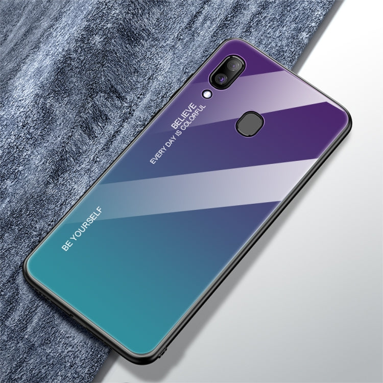 Gradient Color Glass Case, For iPhone XS / X, For Huawei Honor 9X, For Galaxy A8s, For Galaxy A10, For Galaxy A30, For Galaxy A50, For Galaxy A60, For Galaxy A70, For Galaxy M10, For Galaxy M30, For Galaxy Note 9, For Galaxy S9, For Galaxy S10