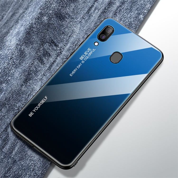 Gradient Color Glass Case, For iPhone XS / X, For Huawei Honor 9X, For Galaxy A8s, For Galaxy A10, For Galaxy A30, For Galaxy A50, For Galaxy A60, For Galaxy A70, For Galaxy M10, For Galaxy M30, For Galaxy Note 9, For Galaxy S9, For Galaxy S10