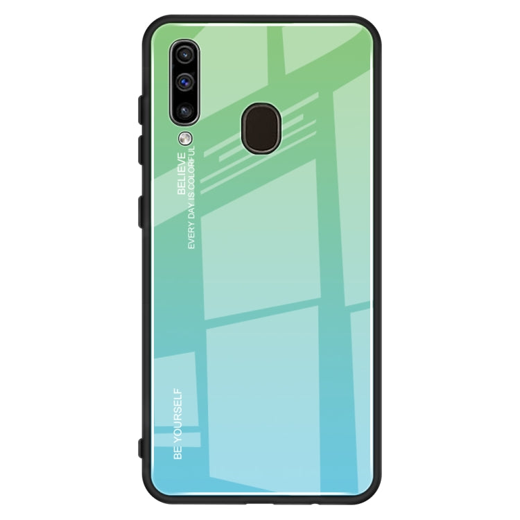 Gradient Color Glass Case, For iPhone XS / X, For Huawei Honor 9X, For Galaxy A8s, For Galaxy A10, For Galaxy A30, For Galaxy A50, For Galaxy A60, For Galaxy A70, For Galaxy M10, For Galaxy M30, For Galaxy Note 9, For Galaxy S9, For Galaxy S10
