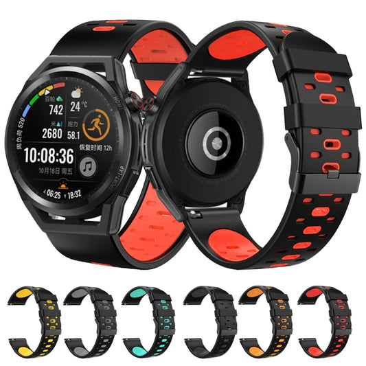 22mm Three Rows Holes Two-color Silicone Strap Watchband