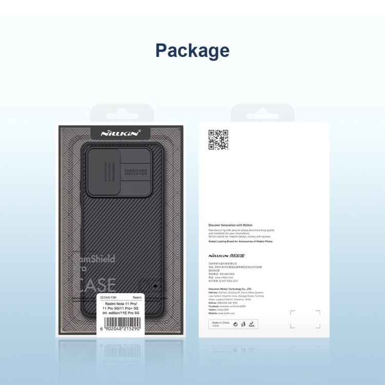For Xiaomi Redmi Note 11 Pro Global / 11 Pro Global 5G / 11 Pro+ 5G India / 11E Pro 5G NILLKIN Black Mirror Pro Camshield PC Case (Peacock Blue), For Xiaomi Redmi Note 11 Pro Global