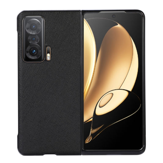 Cross Texture Genuine Leather Shockproof Phone Case