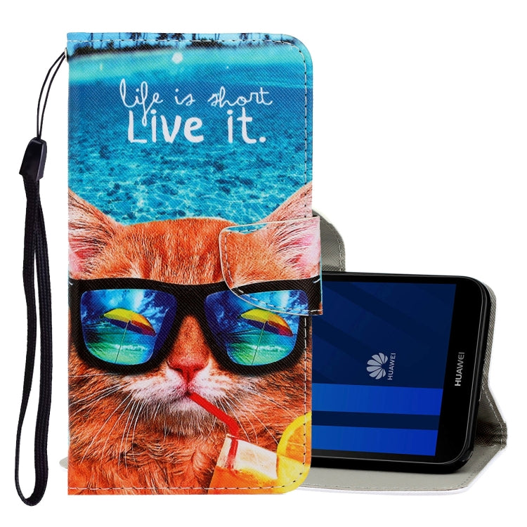 3D Colored Drawing Horizontal Flip PU Leather Case with Holder & Card Slots & Wallet, For Xiaomi Redmi Note 8T, For Huawei Y5 2018, For Huawei Y5 2019, For Huawei Y6 2019, For Huawei Y7 2019, For Huawei Enjoy 7S