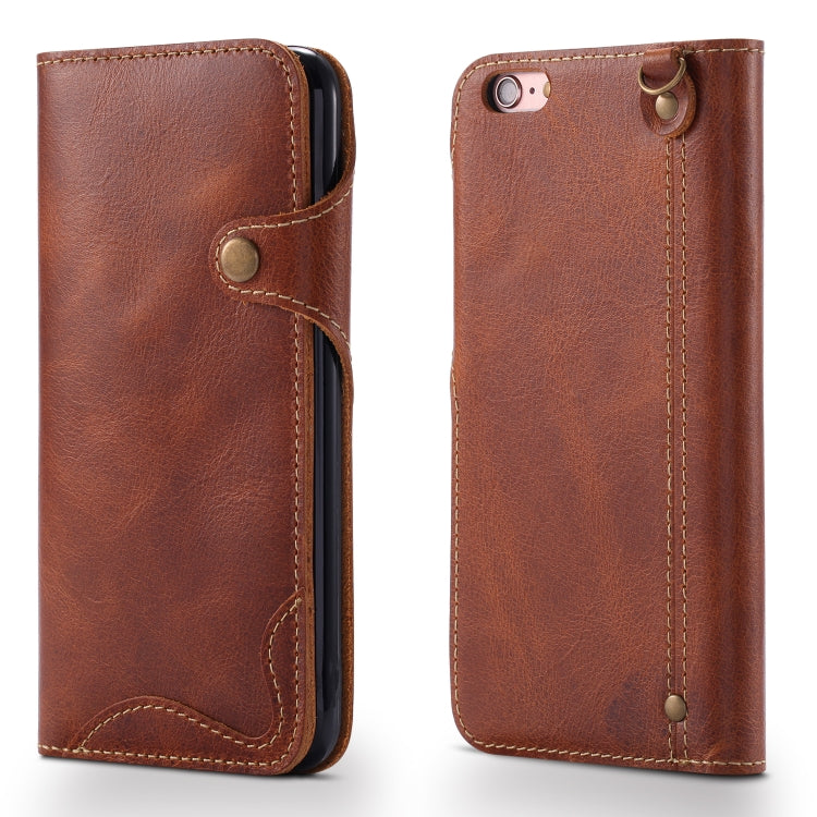 Denior Oil Wax Cowhide Magnetic Button Horizontal Flip Leather Case with Card Slots & Wallet, For iPhone 6, For iPhone 6 Plus / 6s Plus, For iPhone 7 / 8, For iPhone 7 Plus / 8 Plus, For iPhone X / XS, For Galaxy S8, For iPhone XR, For Galaxy S8 Plus��...