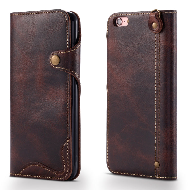 Denior Oil Wax Cowhide Magnetic Button Horizontal Flip Leather Case with Card Slots & Wallet, For iPhone 6, For iPhone 6 Plus / 6s Plus, For iPhone 7 / 8, For iPhone 7 Plus / 8 Plus, For iPhone X / XS, For Galaxy S8, For iPhone XR, For Galaxy S8 Plus��...