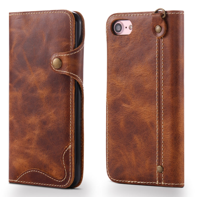 Denior Oil Wax Cowhide Magnetic Button Horizontal Flip Leather Case with Card Slots & Wallet, For iPhone 6, For iPhone 6 Plus / 6s Plus, For iPhone 7 / 8, For iPhone 7 Plus / 8 Plus, For iPhone X / XS, For Galaxy S8, For iPhone XR, For Galaxy S8 Plus��...
