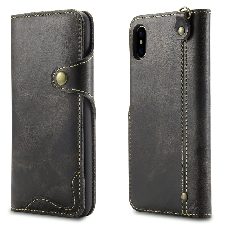 Denior Oil Wax Cowhide Magnetic Button Horizontal Flip Leather Case with Card Slots & Wallet, For iPhone 6, For iPhone 6 Plus / 6s Plus, For iPhone 7 / 8, For iPhone 7 Plus / 8 Plus, For iPhone X / XS, For Galaxy S8, For iPhone XR, For Galaxy S8 Plus��...