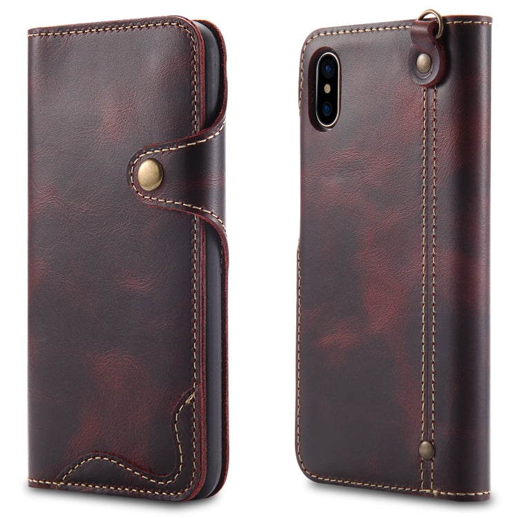 Denior Oil Wax Cowhide Magnetic Button Horizontal Flip Leather Case with Card Slots & Wallet, For iPhone 6, For iPhone 6 Plus / 6s Plus, For iPhone 7 / 8, For iPhone 7 Plus / 8 Plus, For iPhone X / XS, For Galaxy S8, For iPhone XR, For Galaxy S8 Plus��...