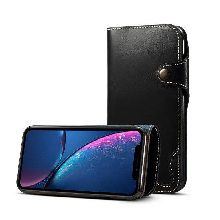 Denior Oil Wax Cowhide Magnetic Button Horizontal Flip Leather Case with Card Slots & Wallet, For iPhone 6, For iPhone 6 Plus / 6s Plus, For iPhone 7 / 8, For iPhone 7 Plus / 8 Plus, For iPhone X / XS, For Galaxy S8, For iPhone XR, For Galaxy S8 Plus��...