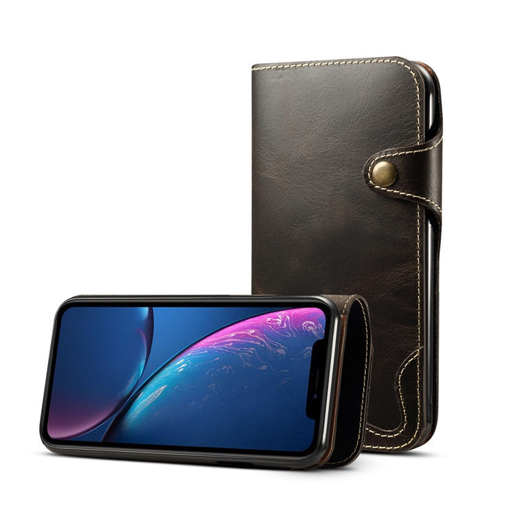 Denior Oil Wax Cowhide Magnetic Button Horizontal Flip Leather Case with Card Slots & Wallet, For iPhone 6, For iPhone 6 Plus / 6s Plus, For iPhone 7 / 8, For iPhone 7 Plus / 8 Plus, For iPhone X / XS, For Galaxy S8, For iPhone XR, For Galaxy S8 Plus��...