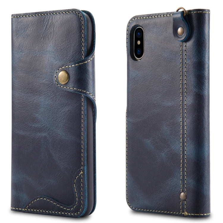 Denior Oil Wax Cowhide Magnetic Button Horizontal Flip Leather Case with Card Slots & Wallet, For iPhone 6, For iPhone 6 Plus / 6s Plus, For iPhone 7 / 8, For iPhone 7 Plus / 8 Plus, For iPhone X / XS, For Galaxy S8, For iPhone XR, For Galaxy S8 Plus��...