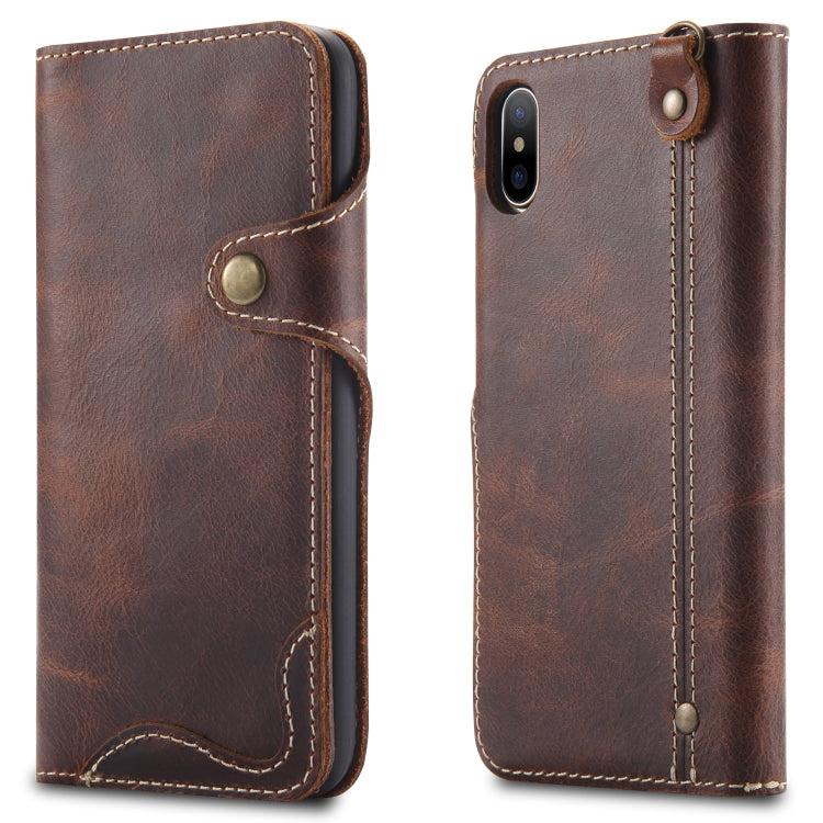 Denior Oil Wax Cowhide Magnetic Button Horizontal Flip Leather Case with Card Slots & Wallet, For iPhone 6, For iPhone 6 Plus / 6s Plus, For iPhone 7 / 8, For iPhone 7 Plus / 8 Plus, For iPhone X / XS, For Galaxy S8, For iPhone XR, For Galaxy S8 Plus��...