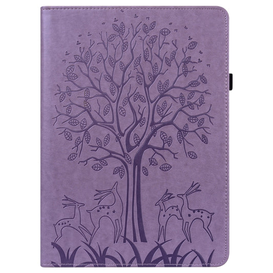 Tree & Deer Pattern Pressed Printing Leather Tablet Case with Sleep / Wake-up