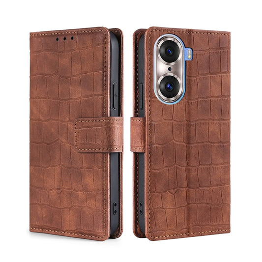 Skin Feel Crocodile Texture Magnetic Clasp PU Leather Phone Case