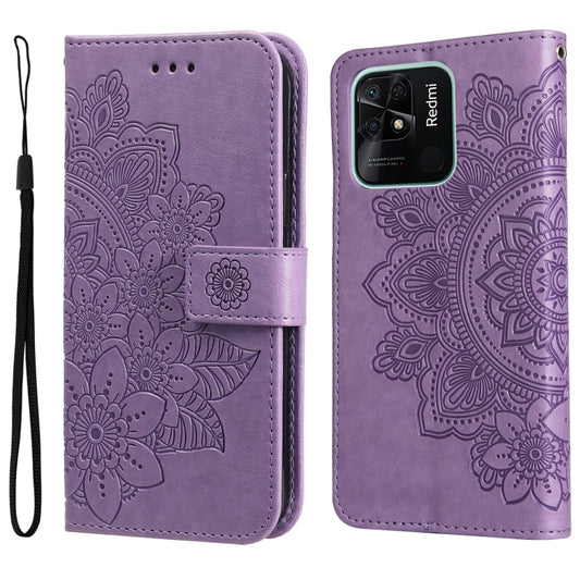 7-petal Flowers Embossed Flip Leather Phone Case