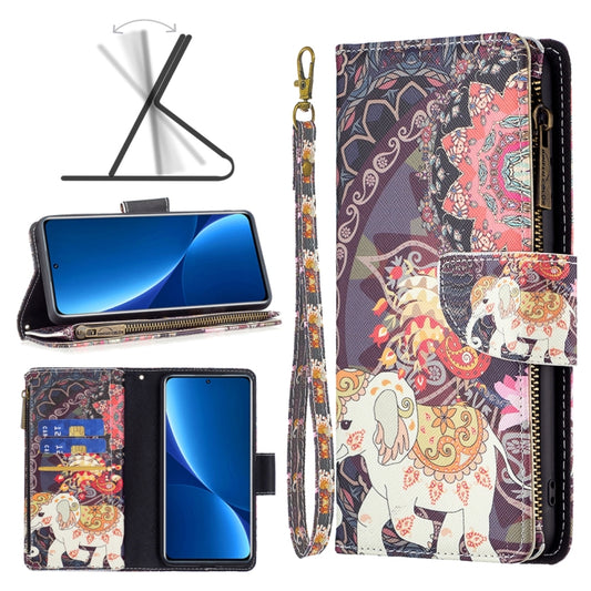 Colored Drawing Pattern Zipper Leather Phone Case