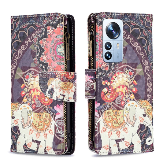 Colored Drawing Pattern Zipper Leather Phone Case