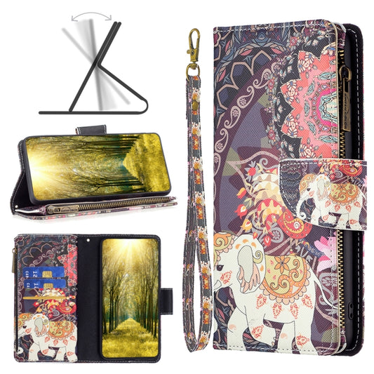 Colored Drawing Pattern Zipper Horizontal Flip Leather Phone Case