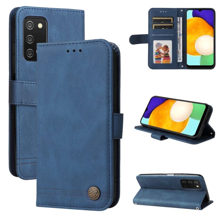 Skin Feel Life Tree Metal Button Leather Phone Case