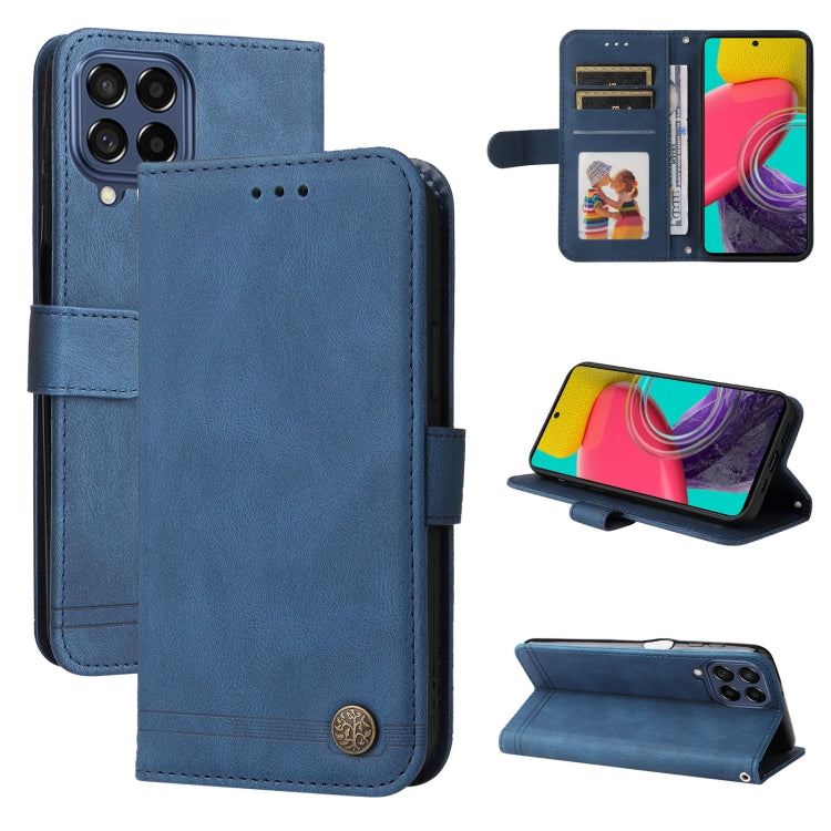 Skin Feel Life Tree Metal Button Leather Phone Case