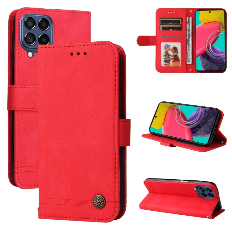 Skin Feel Life Tree Metal Button Leather Phone Case